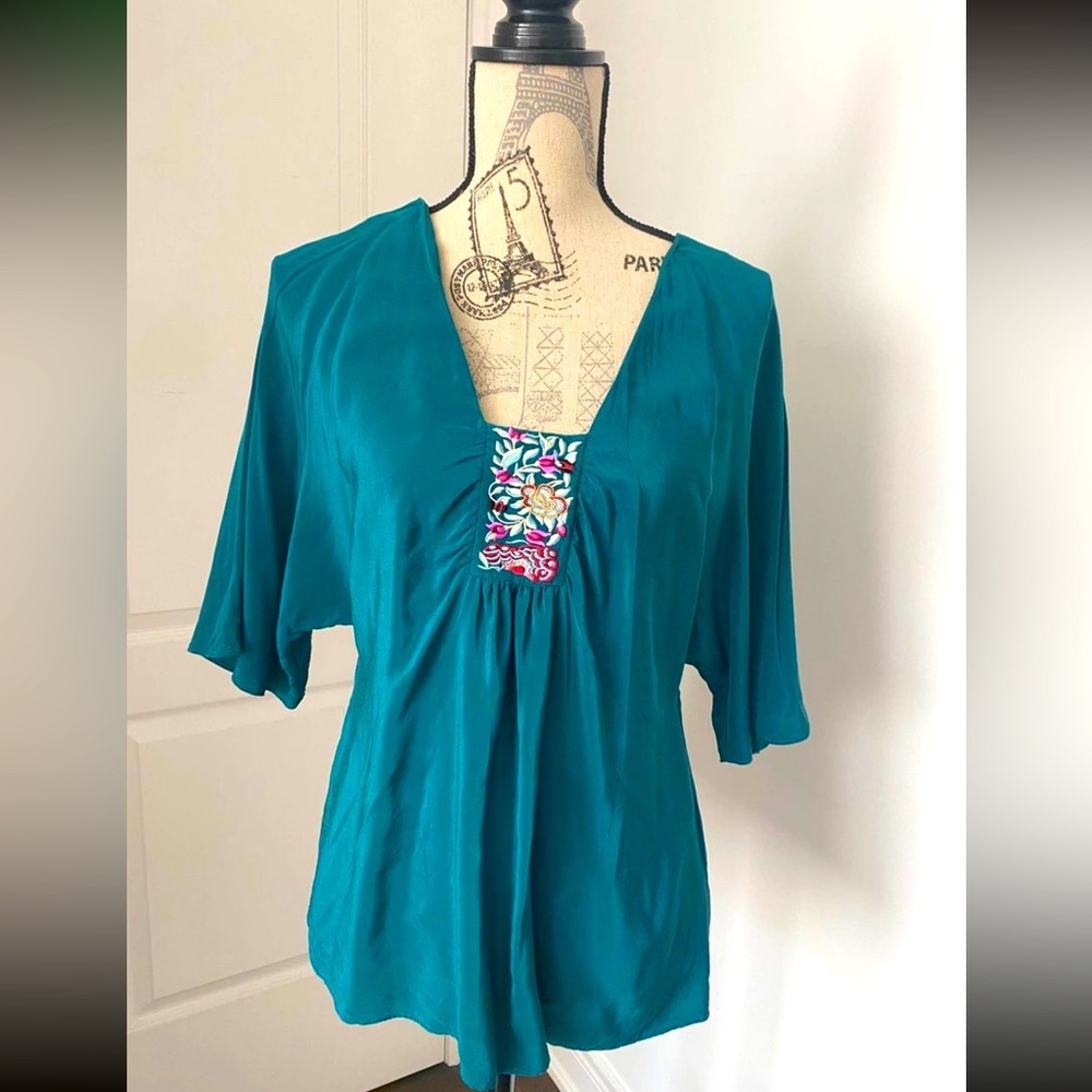 JOIE boho silk top Jade green size Small